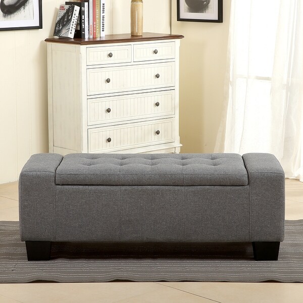 Shop Belleze 48" Rectangular Fabric Tufted Storage Ottoman Bench, Large